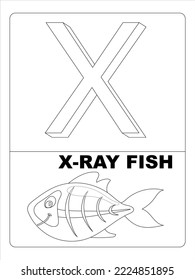 Alphabet Animal Coloring page for kids line art