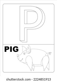 Alphabet Animal Coloring page for kids line art