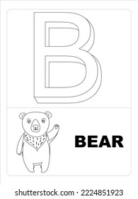 Alphabet Animal Coloring page for kids line art