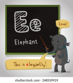 Alphabet Animal, Elephant, vector