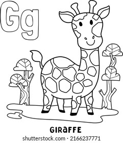 Alphabet Animal Giraffe Coloring Word Hand Stock Vector (Royalty Free ...