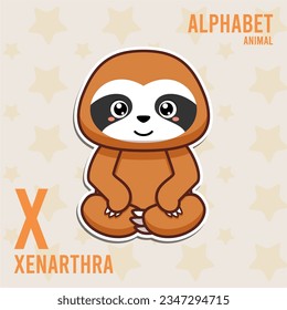a alphabet animal kawaii xenarthra illustration
