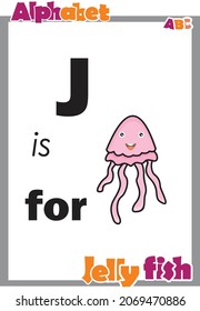 alphabet animal letter j with cute jellyfish