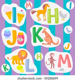 Alphabet. Animal alphabet. Letters. Cartoon cute animals isolated on white backgroun