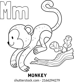 Alphabet Animal Monkey Coloring Word Hand Stock Vector (Royalty Free