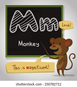 Alphabet Animal, Monkey, vector