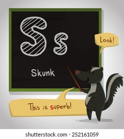 Alphabet Animal, Skunk, vector