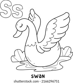 Alphabet Animal Swan Coloring Word Hand Stock Vector (Royalty Free ...