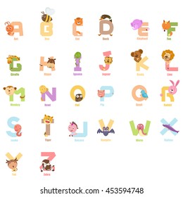 Alphabet animal a to z,vector illustration