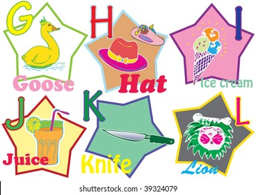 alphabet with animals and objects