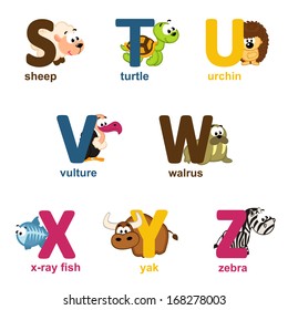 alphabet animals from A to I - vector illustration