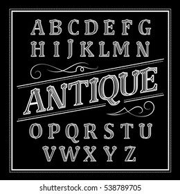 Alphabet antique Letters Vintage Set Western Vector