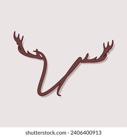 Alphabet with antlers. Series of letters A-Z. Minimalism. Beautiful letters. The initial design of the U logo is combined with deer antlers. ABC.