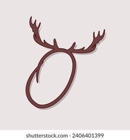 Alphabet with antlers. Series of letters A-Z. Minimalism. Beautiful letters. The initial design of the O logo is combined with deer antlers. ABC.