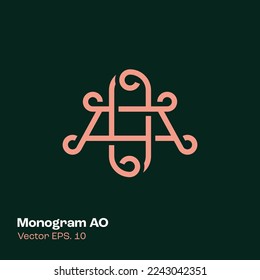 Alphabet AO illustration monogram vector logo template, can be used for branding and business logo