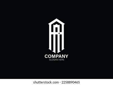 Alphabet AR or RA illustration monogram vector logo template in silver color and black background