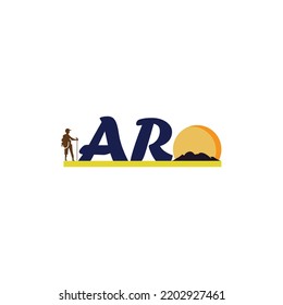 Alphabet AR Travel Logo Design, Letter AR Vector Template Travel Image Symbol Sun Logo 