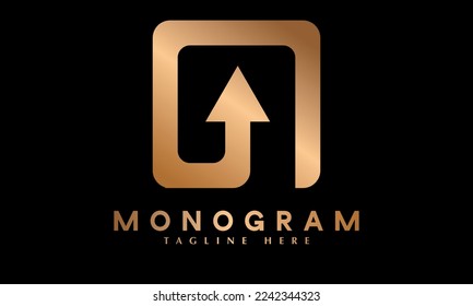 Alphabet A or Up arrow logo in bulb shape vector monogram template
