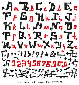 Alphabet Arrows, Font - vector illustration
