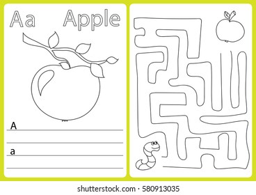 Alphabet A-Z - puzzle Worksheet, Exercises for kids - Coloring book