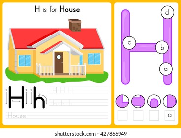 Alphabet A-Z Tracing and puzzle Worksheet,  Exercises for kids - illustration and vector - A4 paper ready to print