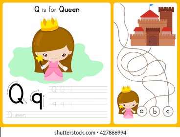 Alphabet A-Z Tracing and puzzle Worksheet,  Exercises for kids - illustration and vector - A4 paper ready to print