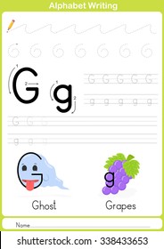 Alphabet A-Z Tracing Worksheet,  Exercises for kids -  illustration and vector outline - A4 paper ready to print