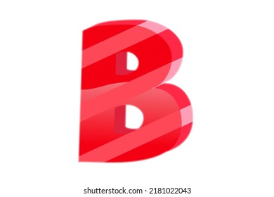 Alphabet B background with Red ribbon on white .Poster or brochure template. Vector b illustration with orange crystal