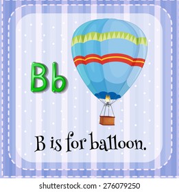 Alphabet B is for balloon with blue background