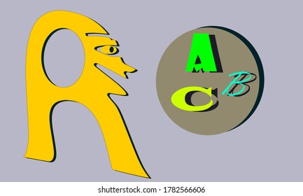 Alfabeto A B C presentado en ilustración de dibujos animados con el logotipo 3d.