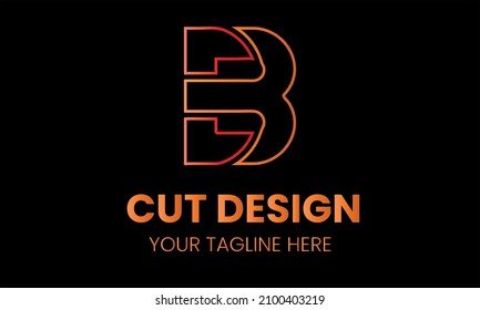 Alphabet b cut shape abstract monogram vector logo template