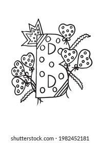 ALPHABET B WITH FLOWER COLORING PAGE,FLOWER COLORING PAGE