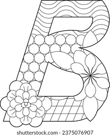 Alphabet B Flower Graphic Line
