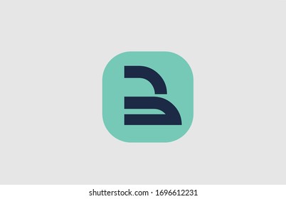 alphabet B green square icon letter logo design for business and company