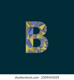 Alphabet B logo, 3d bold capital alphabet letter logo design, triangle, glass texture effect, jungle forest color