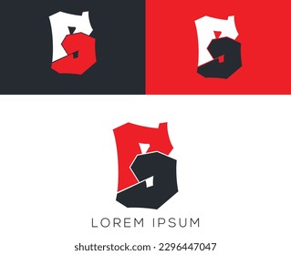 Plantilla de vectores con logotipo "B" de alfabeto con forma abstracta