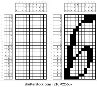Alphabet B Lowercase Nonogram Pixel Art, Character B, Language Letter Graphemes Symbol Vector Art Illustration, Logic Puzzle Game Griddlers, Pic-A-Pix, Picture Paint By Numbers, Picross