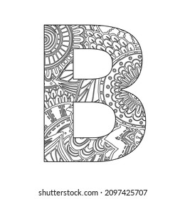 Alphabet B Mandala Coloring Page Interior Stock Vector (Royalty Free ...