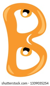 Alphabet b in orange color figurine vector color drawing or illustration 