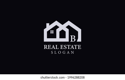 Alphabet B Real Estate Monogram Vector Logo Design, Letter B House Icon Template