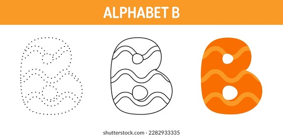 Alphabet B tracing and coloring worksheet for kids