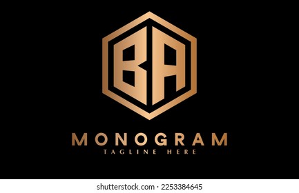 Alphabet BA oder AB hexagon Vektormonogramm Buchstaben abstrakte Logo-Vorlage