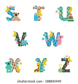 alphabet baby from S to Z - vector illustration