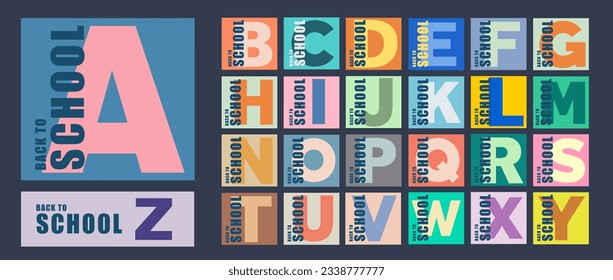 Alphabet for Back to School in Retro Style for Covers, Ads, Poster,  Branding, Banner.  3d Template Art 60s, 70s for College, Education, Study. Vector Illustration
