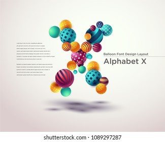 Alphabet ball font design template - X