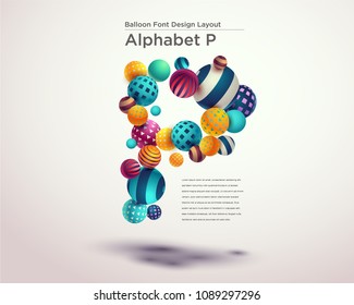 Alphabet ball font design template - P