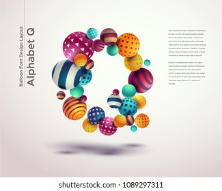 Alphabet ball font design template - Q