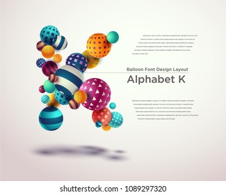 Alphabet ball font design template - K