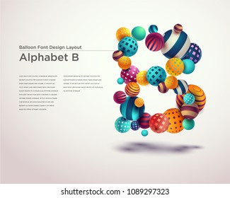 Alphabet ball font design template - B