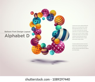Alphabet ball font design template - D